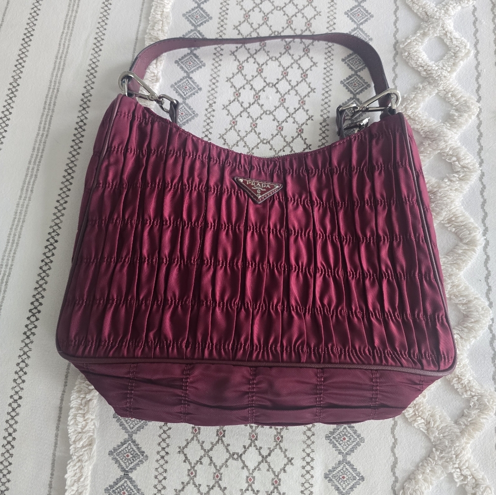 Prada Fabric and Leather Pink Handbag. - Picture 17 of 17